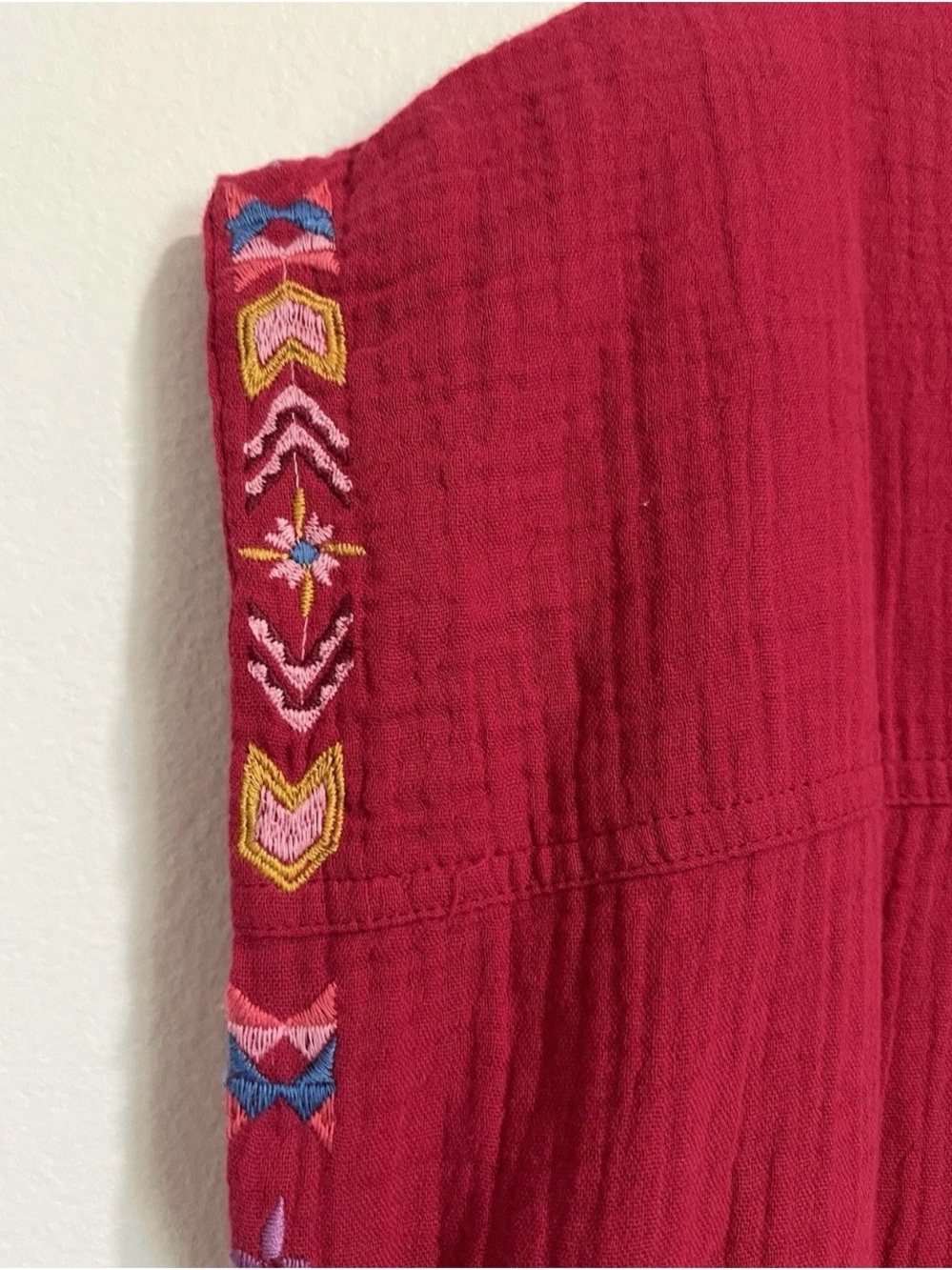 Johnny Was Size M Color Jzz (Red/Pink) Embroidered Mishti Lines Dress Elena - Picture 8 of 12